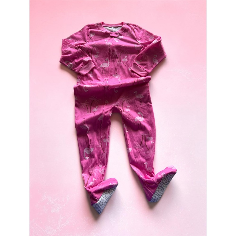 Carters Just One You Girls Pink Flamingo Footed Sleeper Pajamas 4T Tropical Zip